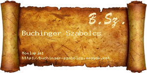 Buchinger Szabolcs névjegykártya